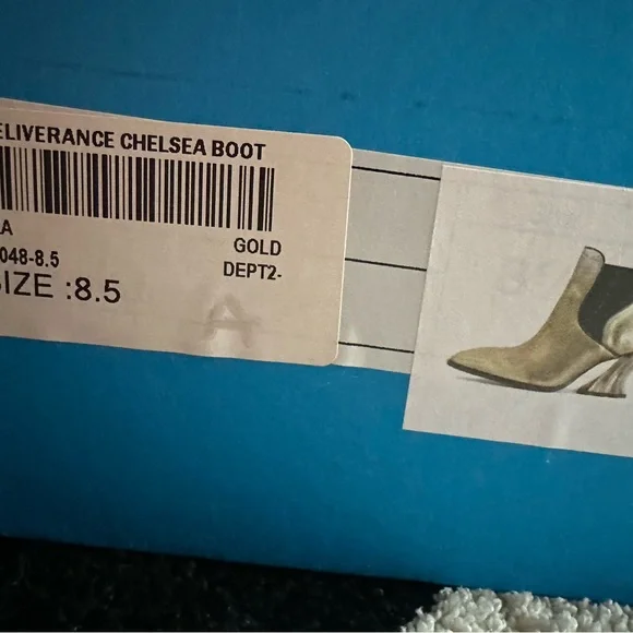 John Fluevog Metallic Gold Sculpted-Heel Chelsea Boots - Picture 6 of 7